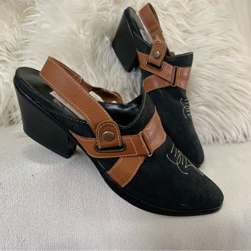Circle S Leather Sling Back Slip On Western Mules